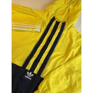 Adidas Anorak Windbreaker Hoodie‎ Neon Yellow/Navy Mesh Lined Men's SM Runs Lg